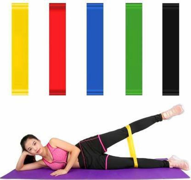 AJRO DEAL SET OF 5 RESISTANCE BELT Resistance Band (Multicolor, Pack of 5) Fitness Band  (Multicolor, Pack of 5)