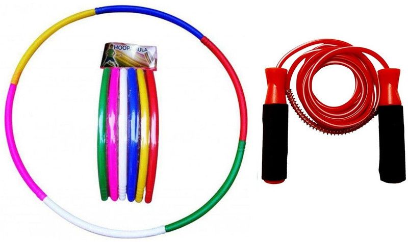 YUKI Fat Burner Hoopa Hula Ring and Bearing Red Color Skipping Rope Fitness Accessory Kit Kit