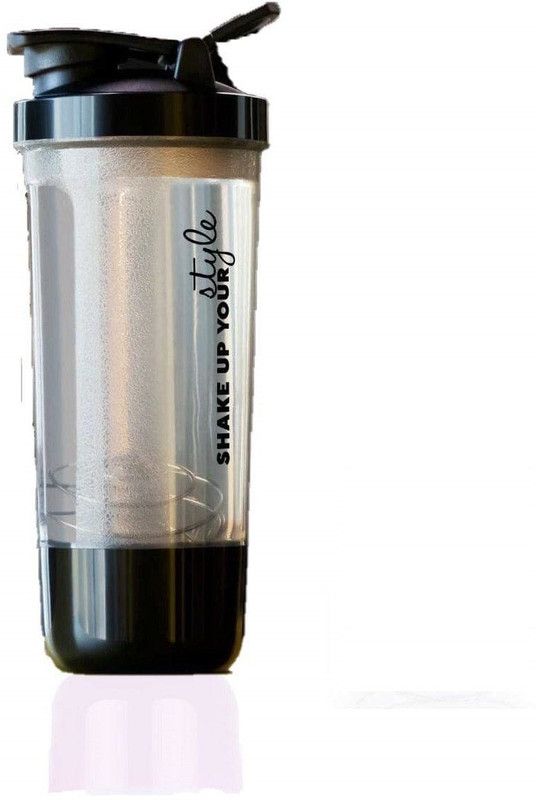 YYPM PLASTIC PRO SHAKER BOTTLE 600 ml Shaker  (Pack of 1, Steel/Chrome, Black, Plastic)