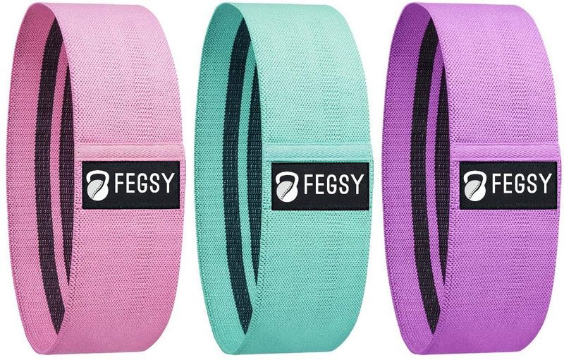 FEGSY Fabric Resistance Band Anti-Slip Loop Bands for Hip, Thighs, Legs, Abs Resistance Tube  (Green, Pink, Purple)