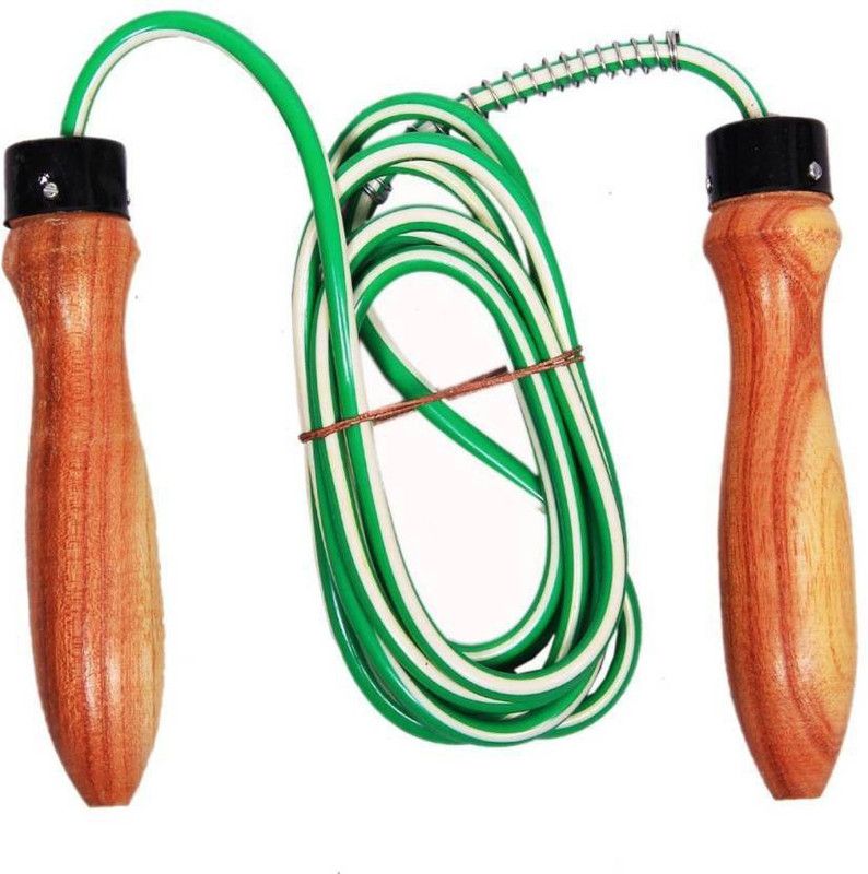 Leosportz Ball Bearing With Durable Wooden Handle Skipping Rope Jump Rope Ball Bearing Skipping Rope  (Multicolor, Length: 100 inch)