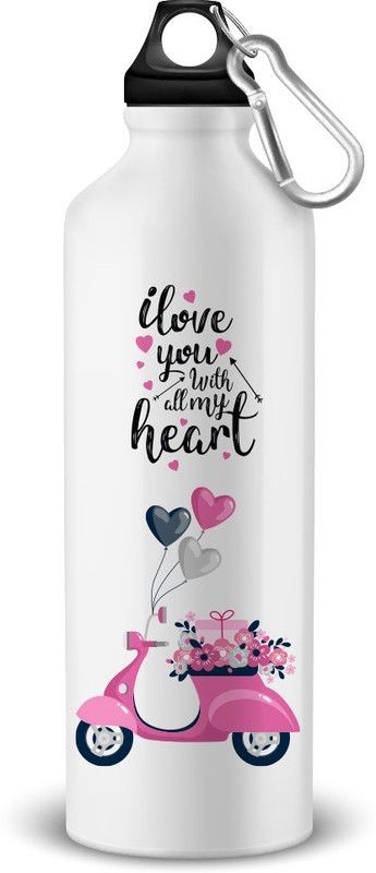 ThousandDOTS Thousand Dots Valentines Day I love you with all my heart printed Sipper Bottle. 750 ml Sipper  (Pack of 1, White, Aluminium)