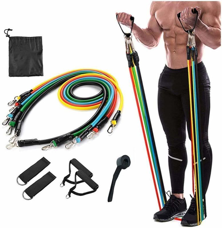 HomeViser Resistance Exercise Bands with Door Anchor, Handles, Waterproof Carry Bag Resistance Tube  (Multicolor)