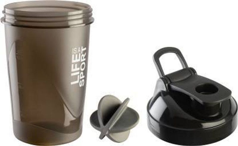 Tap & Top Nutrition Protein Shaker Bottle & Mixer Ball 400 ml Shaker 500 ml Shaker  (Pack of 1, Black, Plastic)
