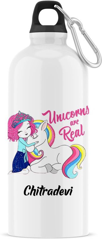 ARTBUG Unicorn Sipper/Water Bottle - Best Birthday Gift for Kids, Name - Chitradevi 600 ml Sipper  (Pack of 1, White, Aluminium)