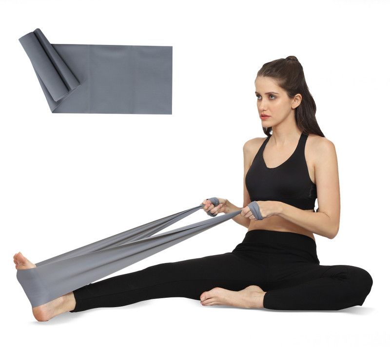 HealthHike Yoga Band Resistance Exercise Band for exercise Latex-Free Theraband 5 ft x5inch Fitness Band  (Silver, Pack of 1)