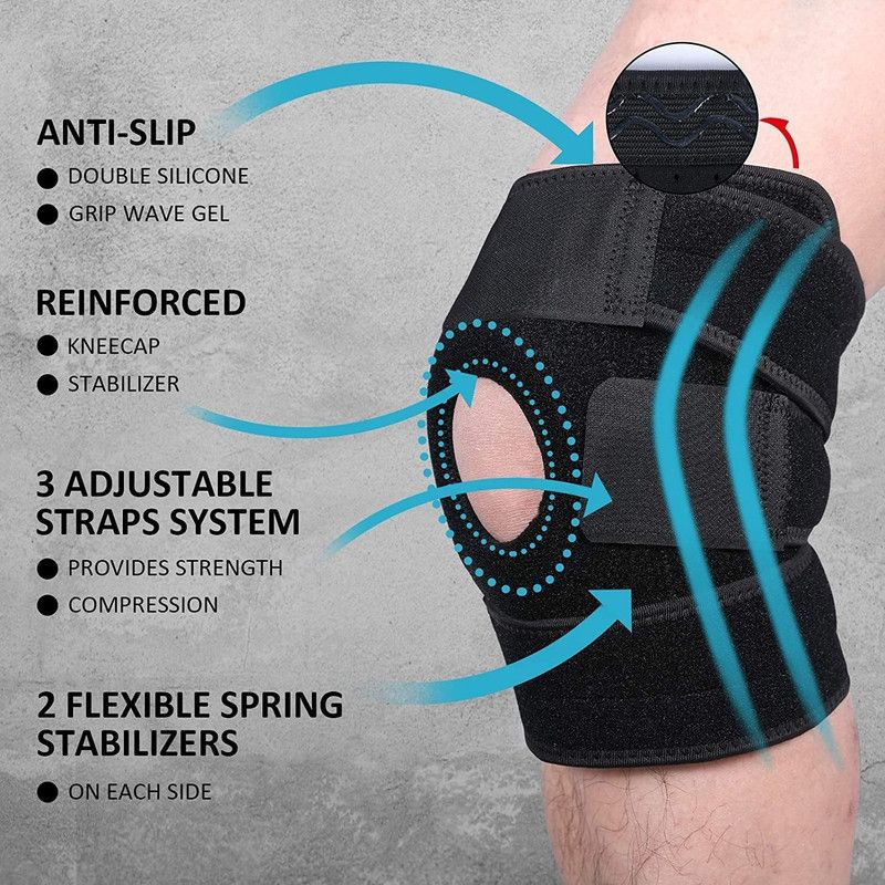 ANTONIS (Black) Knee Support Gym Cycling Running Exercise Pair Free Size Knee Support  (Black)