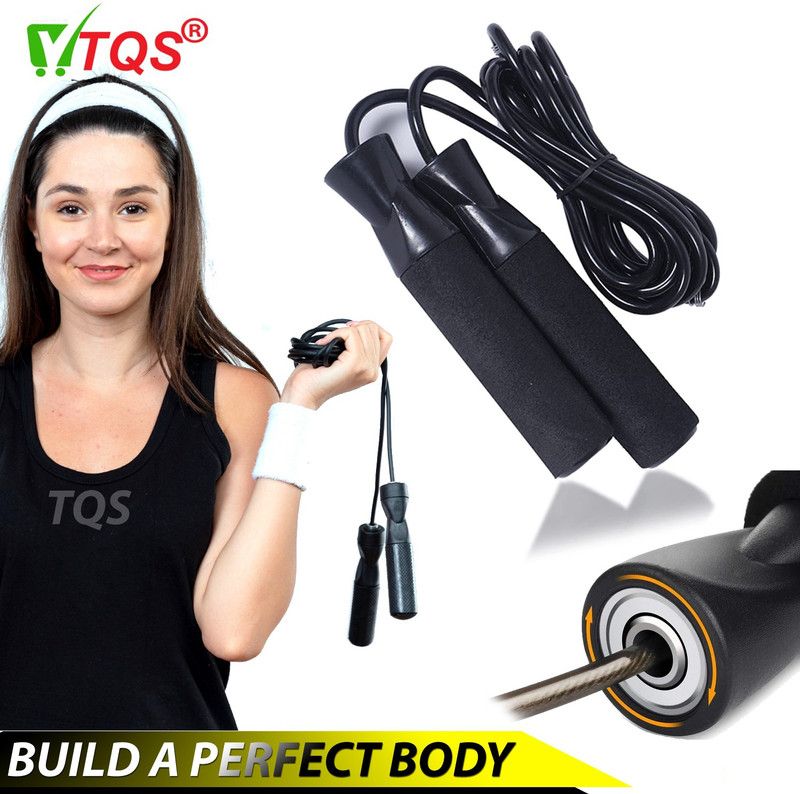 TQS skipping rope for women weight loss Ball Bearing Skipping Rope  (Black, Length: 158 cm)