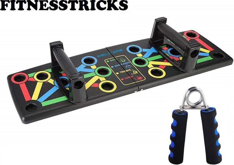 Fitnesstricks Combo Of Push Up Board With Foam Hand Gripper For Men And Women Fitness Accessory Kit Kit