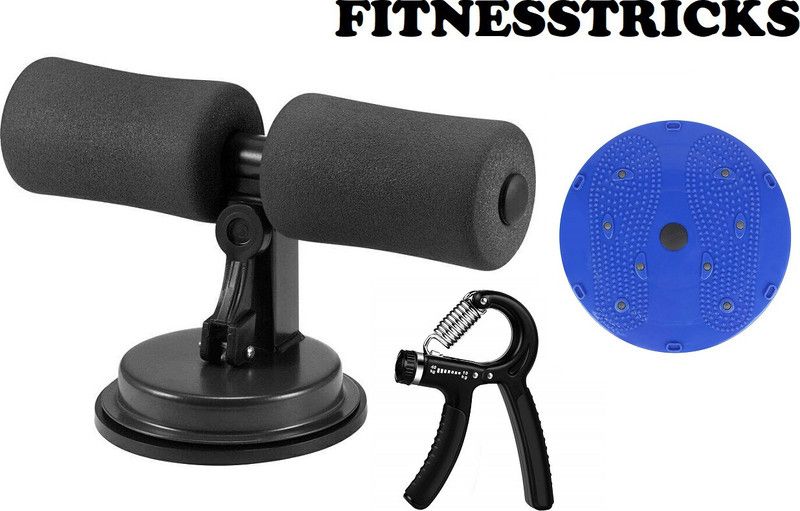 Fitnesstricks Fitness Combo Of Sit Up Bar With Hand Gripper And Tummy Twister Fitness Accessory Kit Kit