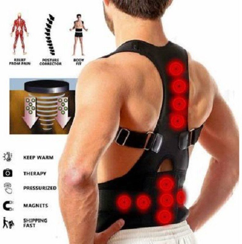 KRITAM Adjustable Clavicle Spinal Support Belt for Back Posture Corrector Posture Corrector  (Black)