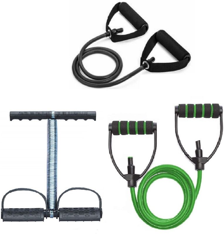 Dr Pacvu Set3|Single or Plastic Resistance Band,Tummy Trimmer forBody Stretching,Exercise Gym & Fitness Kit