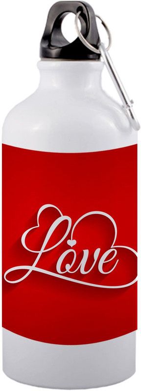 COLOR YARD best love in white heart shape printed sipper bottle in white color 600 ml Sipper  (Pack of 1, White, Aluminium)