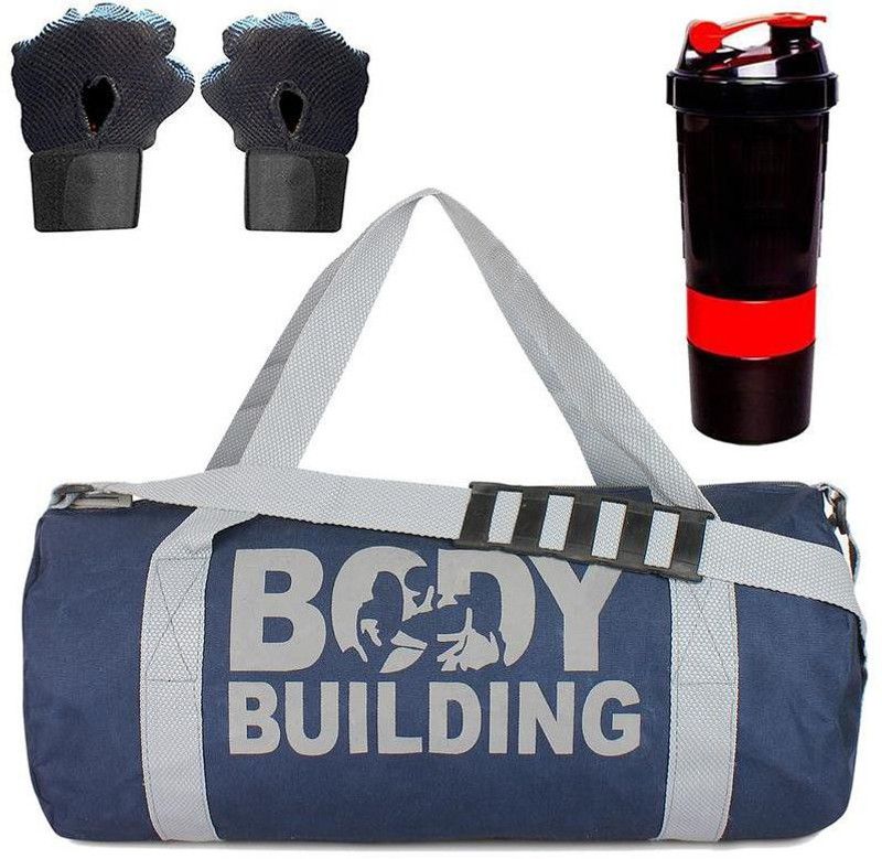 5 O' CLOCK SPORTS Version Sports Combo of Body Building (Blue) Gym Bag Gloves (Black) and Shaker (Red) Gym/Fitness Kit/Combo/Gym Accessories/Gym Kit/for Men and Women Fitness Accessory Kit Kit