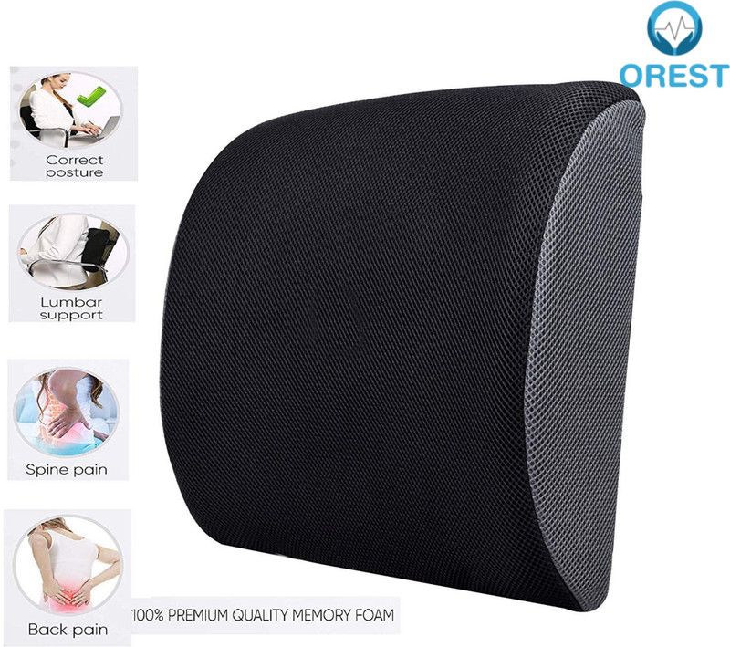 Orest Orthopedic Lower Backrest Cushion Support Backrest-Black MESH - GREY MESH Lumbar Support  (Black)