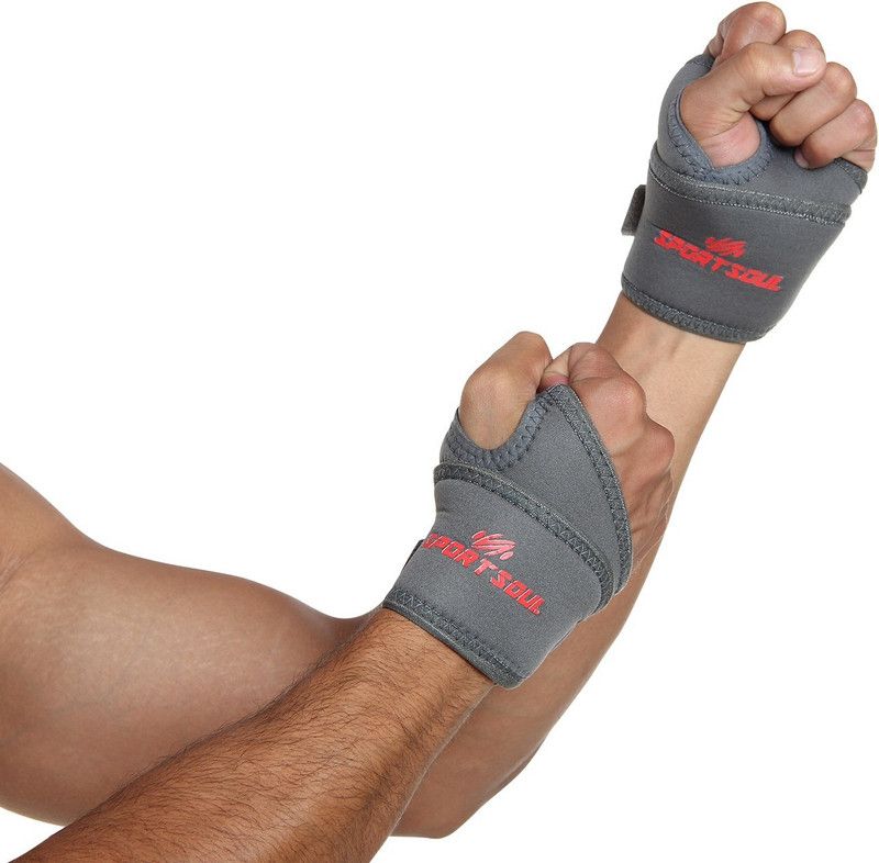 SportSoul Pack of 2 Thumb Wrap Wrist Support  (Grey)