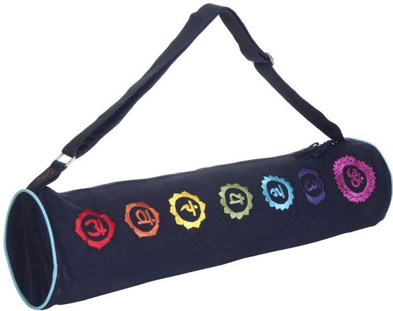 Kanyoga Cotton Hemp Mix Fabric Seven Colorful Chakra Printed Yoga Mat Bag (69cm x 18cm) Yoga Blocks  (Blue Pack of 1)