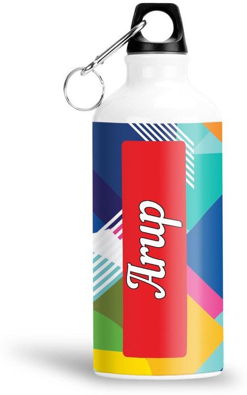 Furnish Fantasy Geometrical Print Aluminium 750ml Water Bottle - Best Birthday Gift - Arup 750 ml Sipper  (Pack of 1, White, Aluminium)