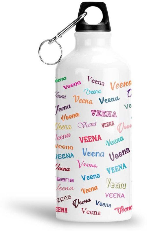Furnish Fantasy Colorful Aluminium Sipper Bottle - Best Happy Birthday Gift for Kids, Name - Veena 600 ml Sipper  (Pack of 1, White, Aluminium)