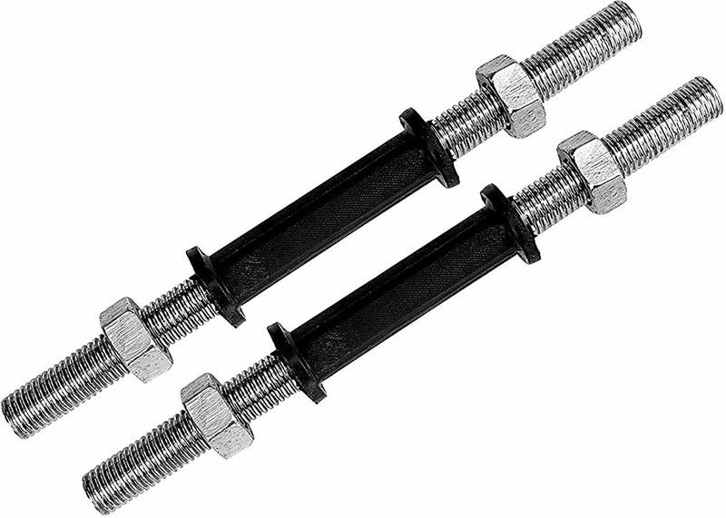 CLOVERBYTE Dumbbell Rod 14 Inches with Iron Bolt Nuts Weight Lifting Bar  (Silver)