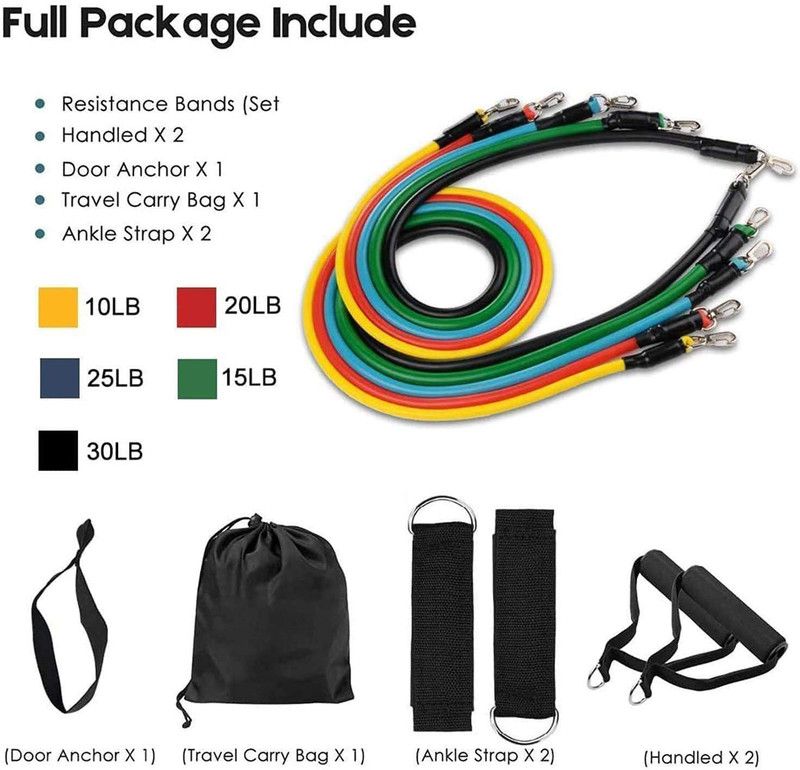 VARKAUS resistance band 11 Pcs Set for Beginner to Experts Resistance Band Resistance Band  (Pack of 1)