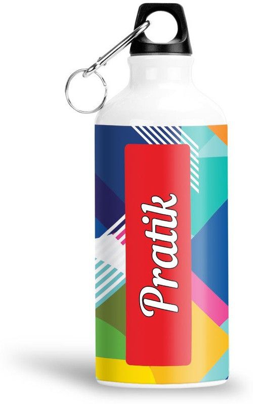 Furnish Fantasy Geometrical Print Aluminium 750ml Water Bottle - Best Birthday Gift - Pratik 750 ml Sipper  (Pack of 1, White, Aluminium)