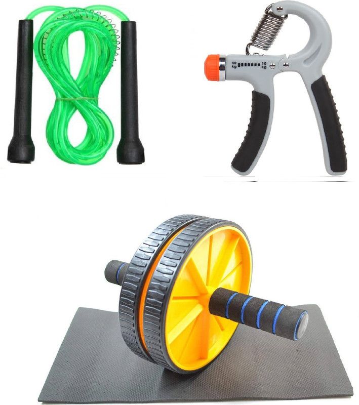 Dr Pacvu 3|Hand Gripper/AB Roller/Jump Skipping Rope|Body Stretching andFitness Equipment Fitness Accessory Kit Kit