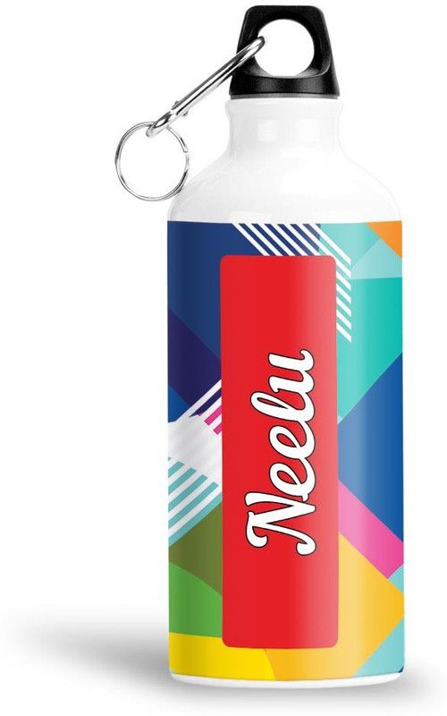 Furnish Fantasy Geometrical Print Aluminium 750ml Water Bottle - Best Birthday Gift - Neelu 750 ml Sipper  (Pack of 1, Multicolor, Aluminium)