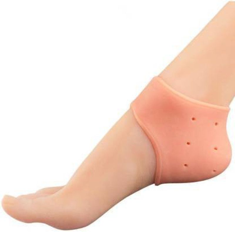 T TOPLINE Silicon Gel Heel Socks Pad Heel Pain Relief Heel Support (Free Size, Skin) Heel Support