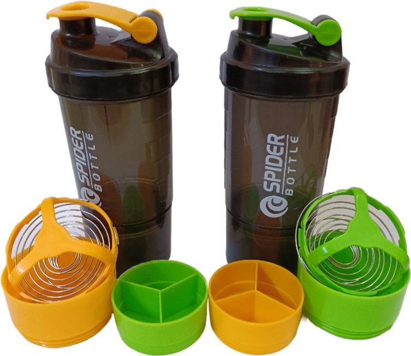 GYM FIT SHAKER COMBO 500 ml Shaker  (Pack of 2, Yellow, Green, PET)