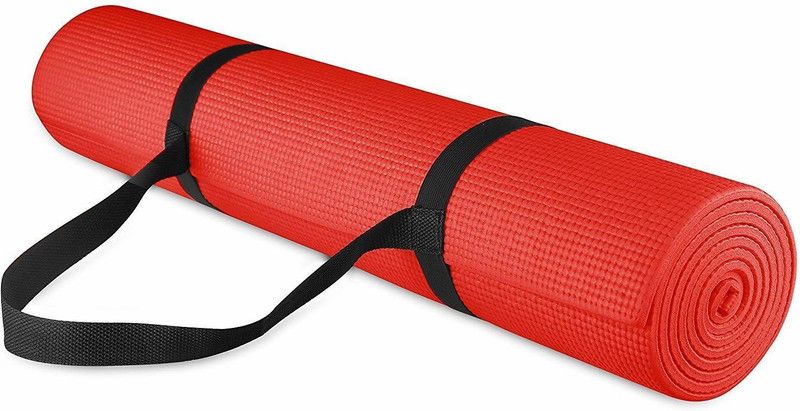 WovenStock WS Yoga and Exercise Mat with Carrying Strap for Men and Women Red Yoga Mat 4mm mm Yoga Mat