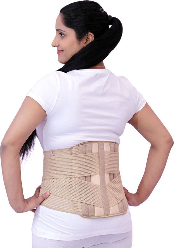 AEPITO LS-303 LUMBO SACRAL BELT WITH DOUBLE SUPPORT (Monafilament) XXXL Back Support  (Beige)