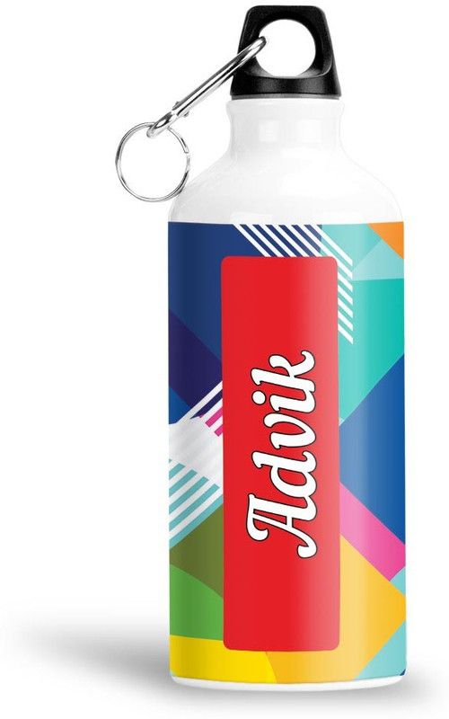 Furnish Fantasy Geometrical Print Aluminium 750ml Water Bottle - Best Birthday Gift - Advik 750 ml Sipper  (Pack of 1, Multicolor, Aluminium)