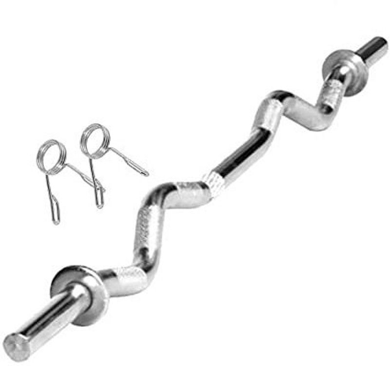 BULLAR 3Ft Curl Rod, Weight Lifting Rod with 1 Pair Spring Lock for Exercise(19MM) Weight Lifting Bar