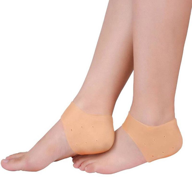 RBS (Free Size) Silicone Gel Heel Pad Socks For Pain Relief, Dry, Hard Heel Support  (Orange)