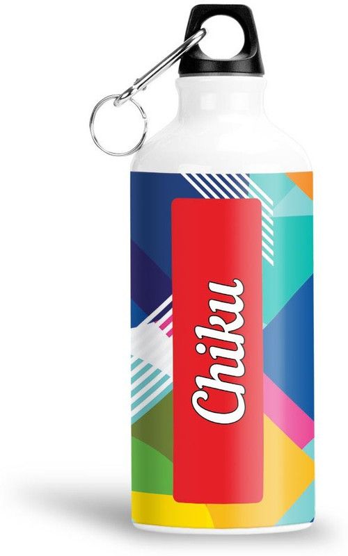 Furnish Fantasy Geometrical Print Aluminium 750ml Water Bottle - Best Birthday Gift - Chiku 750 ml Sipper  (Pack of 1, Multicolor, Aluminium)