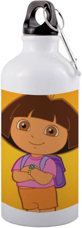COLOR YARD best cute dora cartoons design on white 600 ml Sipper  (Pack of 1, White, Aluminium)