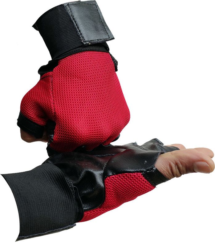 DreamPalace India GYM GLOVES, Gloves for gym, Leather Gym Gloves, Wrist Support, Workout Gloves Gym & Fitness Gloves  (Red, Black)