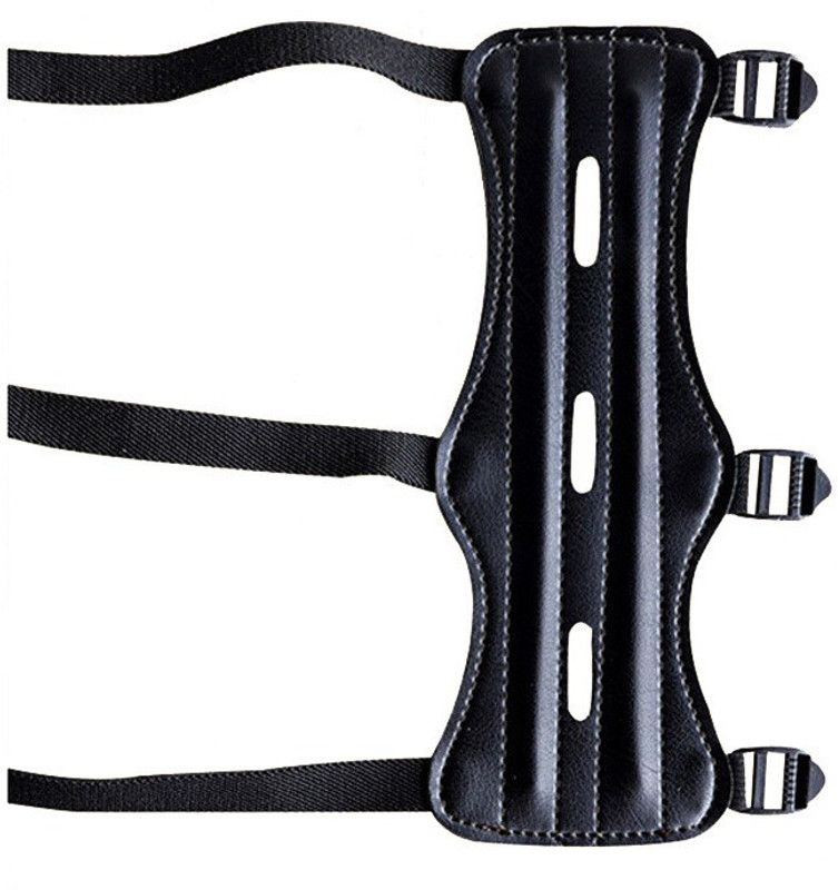 Nema Leather 3 Strap Archery Arm Safety Guard - Black Hand Support  (Black)