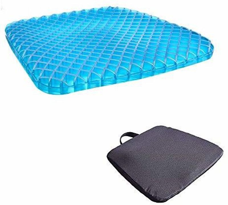 Wonder World ®Soft Gel Mat for Office Chair, Back Support, Sciatica and Tailbone Pain Back / Lumbar Support  (Blue)