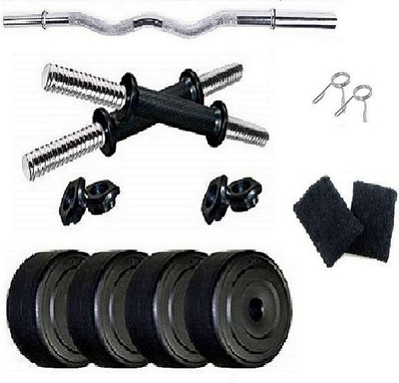 HEALTH FIT INDIA 44 kg Home Gym 20Kg. (5 Kg. X 4 = 20 Kg.) With Straight Rod & Wrist Band Home Gym Combo