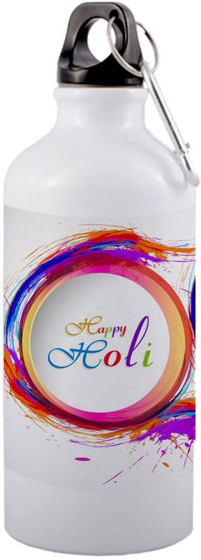 COLOR YARD best happy holi with blowing gullal in multi color on 600 ml Sipper  (Pack of 1, White, Aluminium)