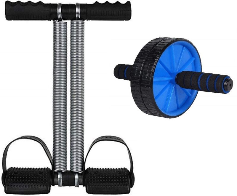 effingo Double Spring Waist Trimmer with Double Wheel ABRoller for Exercises(Multicolor) Ab Exerciser  (Multicolor)
