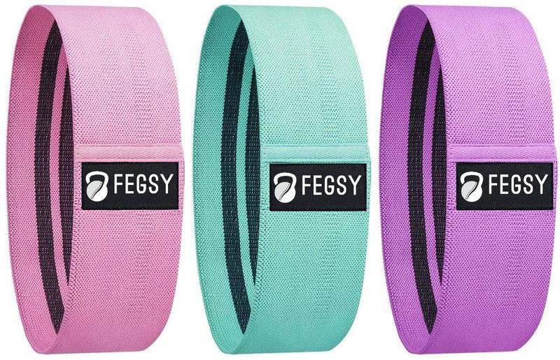 FEGSY Resistance Band Non-Slip Fabric Loop Bands for Hip, Thighs, Legs, Body Shaping Resistance Tube  (Pink, Purple, Green)