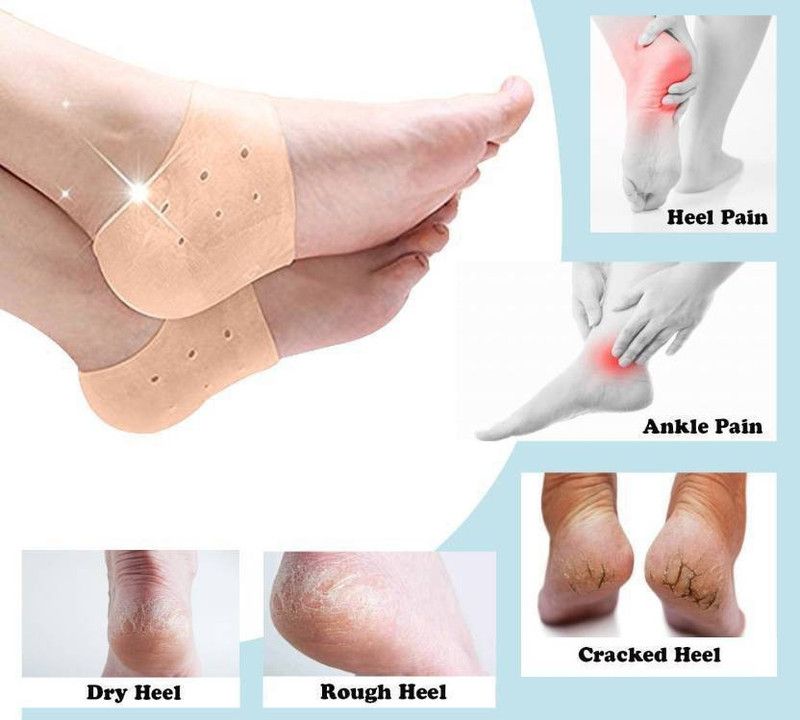 H D Enterprise Anti heel crack set socks pain foot gel relief anti silicone moisturizing Ankle Support  (Orange)