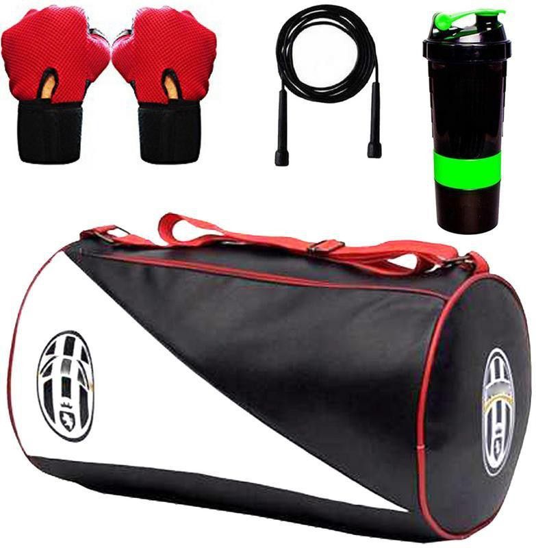 5 O' CLOCK SPORTS Men's Combo of Juventus Leather Gym Bag ,Skipping Rope . Fitness Accessory Kit Kit