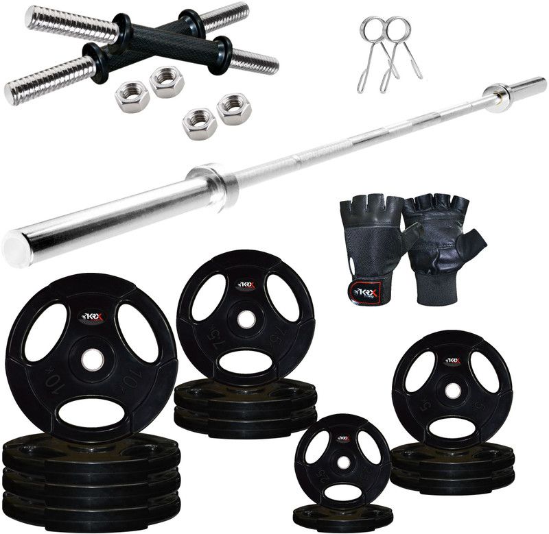 KRX 10 kg Professional Combo 10-WB with Metal Integrated Rubber Plates Home Gym Combo