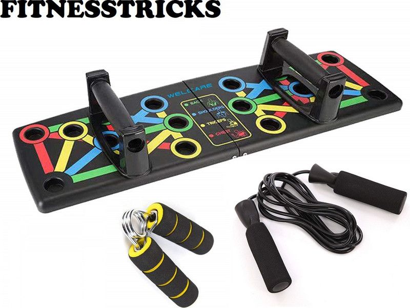 Fitnesstricks Combo Of Push Up Board With Skipping Rope And Foam Hand Gripper Fitness Accessory Kit Kit