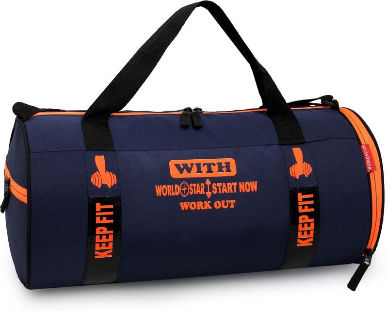 Worldstar Gym Duffel Bag Men &Women Sports Duffel (dark navy) gym bag shoe compartment  (Black, Kit Bag)