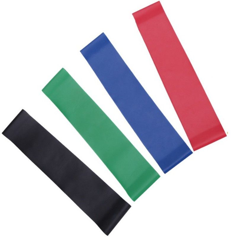 GOCART High Quality Resistance Power Loop Band Aerobic Cardio & Exercise Fitness Band  (Red, Green, Black, Blue, Pack of 4)